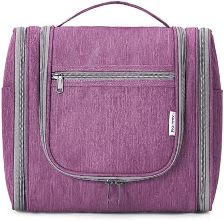 Narwey Large Blue Leaf Hanging Toiletry Bag for Women Travel and Men Cosmetics Organizers