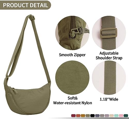 EVGLOW Nylon Crescent Crossbody Bag - Trendy Women's Travel Sling Bag EVGLOW Nylon Crescent Crossbody Bag - Small Men's
