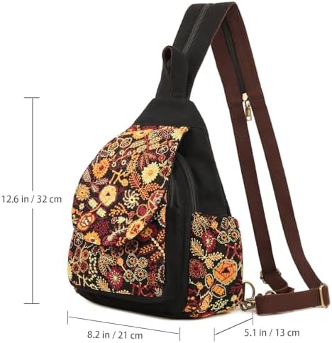 SILKAREA Embroidered Boho Small Sling Bag for Women Travel (Blue) SILKAREA Embroidered Boho Small Sling Bag for Women Ch