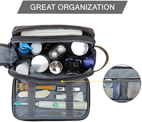Men's Water-resistant Toiletry Bag - BAGSMART Dopp Kit Canvas Travel Organizer - Black - Large - Image 37