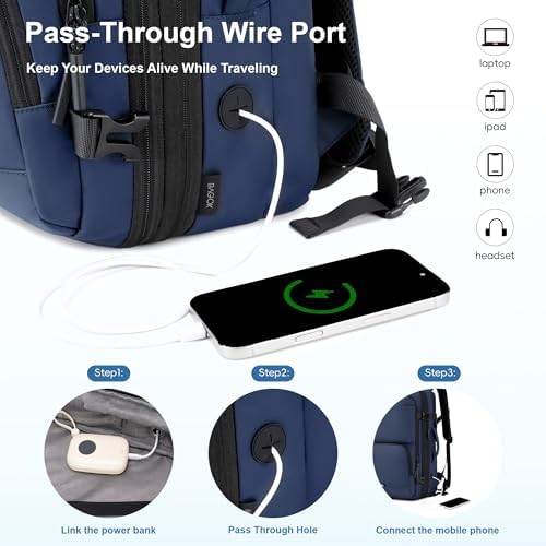 Carry On Travel Backpack 35L-40L Expandable Extra Large Light Daypack for Men and Women (Blue) Travel Backpack 35L-40L