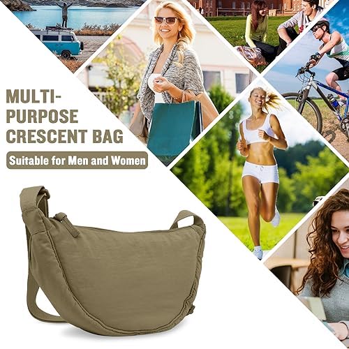 EVGLOW Nylon Crescent Crossbody Bag - Trendy Women's Travel Sling Bag EVGLOW Nylon Crescent Crossbody Bag - Small Men's