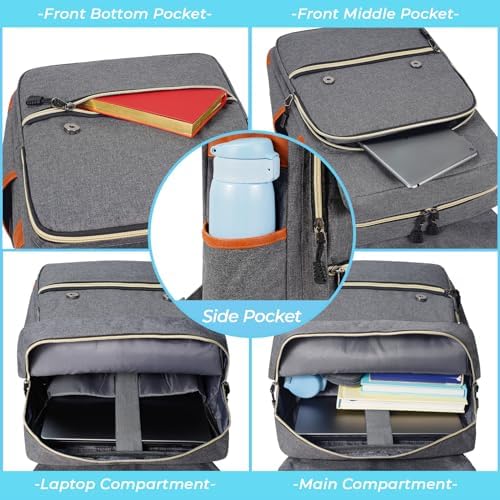 Ronyes Vintage Laptop Backpack for Women and Men, 15.6 inch Red Backpack with USB Charging Port for College and Work