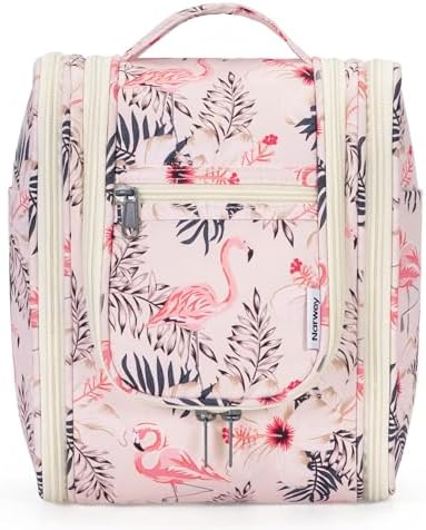 Narwey Large Blue Leaf Hanging Toiletry Bag for Women Travel and Men Cosmetics Organizers