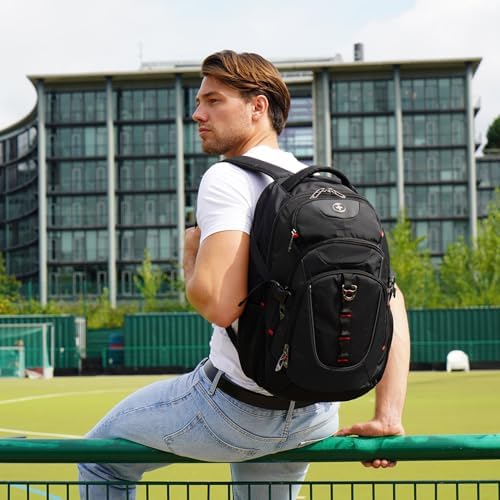 Swissdigital Design Laptop Backpack with USB Charging Port | Men's 15.6 Inches Fit 31L Travel Backpack | Blue/Black | SD