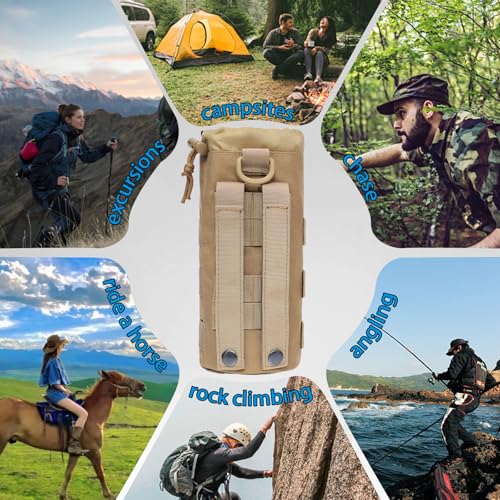 Diyxisk Porte Gourde Sac à Dos Réglable, Tactique, Nylon 1000d Pochette pour Bouteille D'eau, Randonnée en Plein Air, Ca