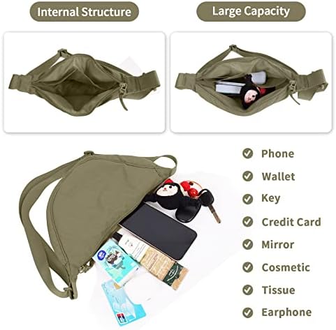 EVGLOW Nylon Crescent Crossbody Bag - Trendy Women's Travel Sling Bag EVGLOW Nylon Crescent Crossbody Bag - Small Men's