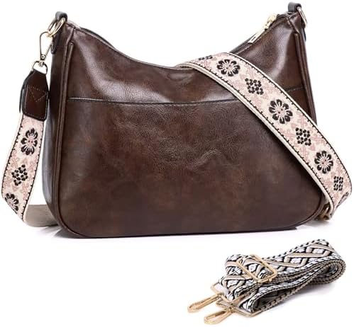 AUYOCO Vegan Leather Crossbody Bags for Women Handbag with Guitar Strap Zipped Pockets AUYOCO Vegan Leather Crossbody