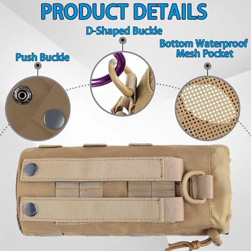 Diyxisk Porte Gourde Sac à Dos Réglable, Tactique, Nylon 1000d Pochette pour Bouteille D'eau, Randonnée en Plein Air, Ca