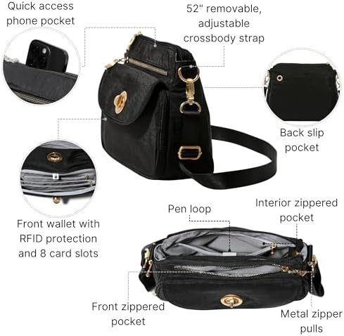 Baggallini Calais Crossbody Bags for Women Lightweight Water-Resistant Travel Purse Baggallini Calais Crossbody Bags for