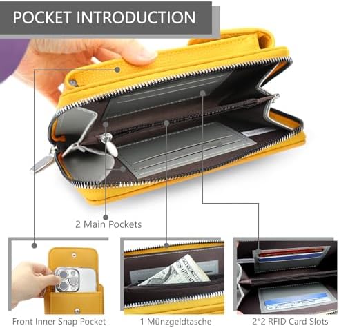 Women's Small PU Leather Crossbody Bag for Phone, 7 Inches | DBPBToU Women's PU Leather Crossbody Phone Purse, 7 Inches