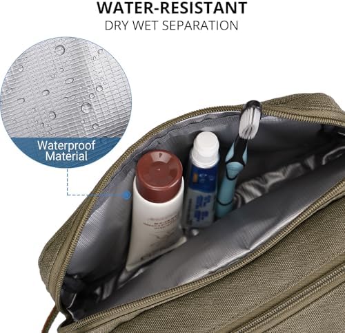 WITZMAN Classic Black A8001 Men's Water-Resistant Travel Dopp Kit Bag