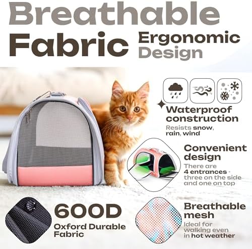 Airline Approved Small Pet Carrier for Cats and Rabbits, Lightweight & Ventilated Dog Carrier, Soft-Sided & Foldable (Up