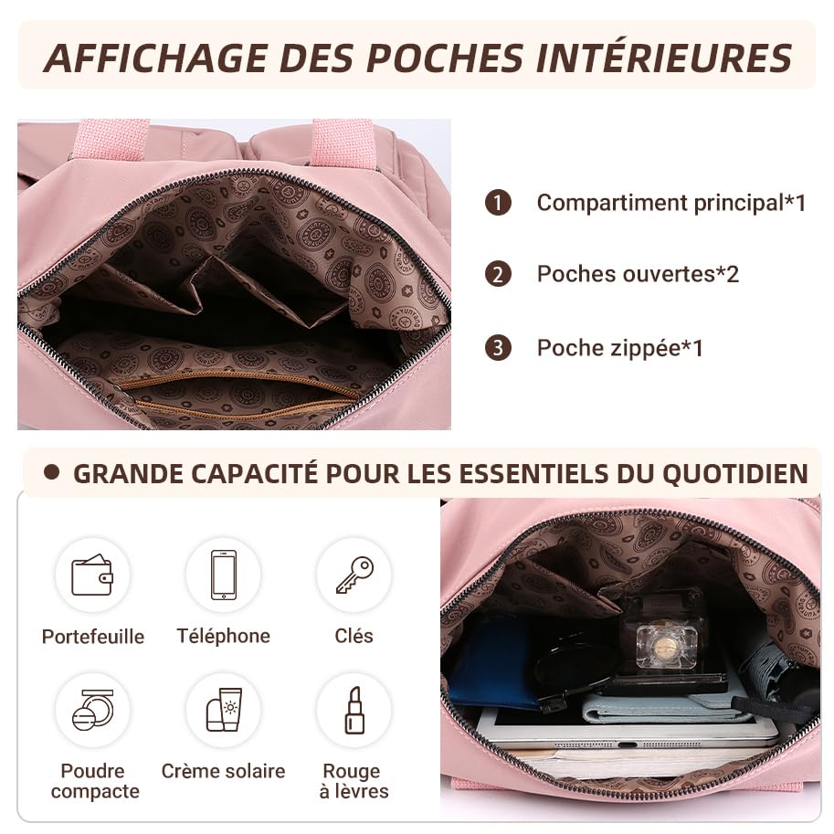 DIRRONA Sac à Main Imperméable Grande Mode Femmes Utilisation Daily Rose Nylon