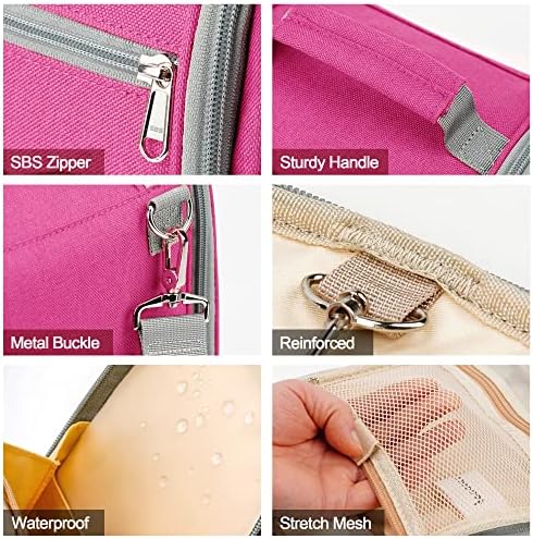 Water-resistant Travel Hanging Toiletry Bag for Women and Men, 6 Organizer Compartments, Holds Full Size Bottles, Black