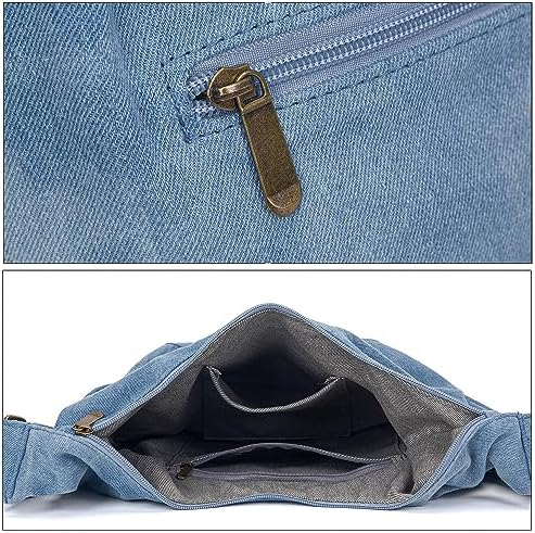 Coton Pose Women's Hippie Crossbody Bag - Top Zip Large Capacity Canvas Sling Bag - Handmade Jacquard Cloth