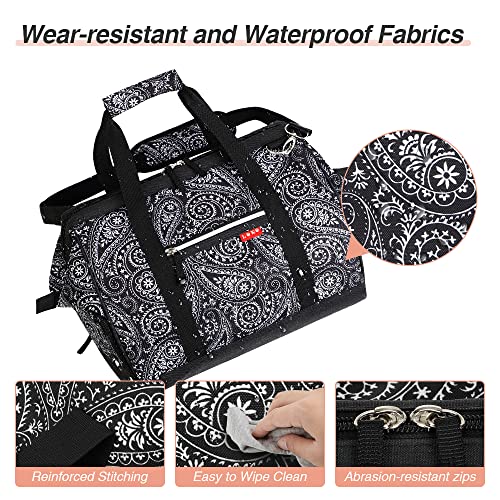 Lekesky Sac de Voyage Boho pour Femmes, Sac de Sport avec Compartiment à Chaussures, Grand Design d'ouverture, 33L(Fleur