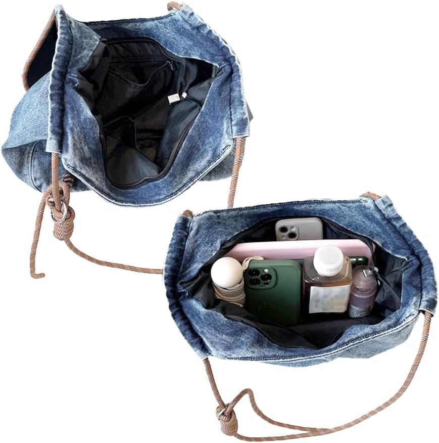 Women Casual Denim Shoulder Handbag with Large Capacity for Every Day Use | LIZHAOCAI Women's Casual Denim Tote Bag wit