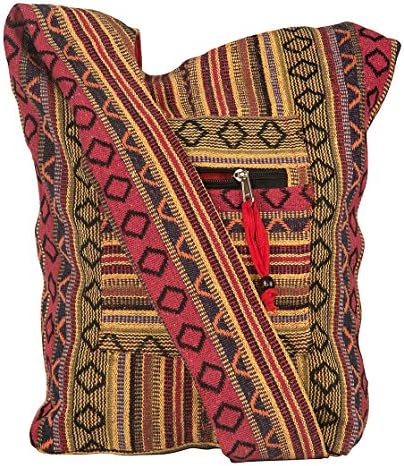 Tribe Azure Fair Trade Red Hobo Messenger Shoulder Bag Large Roomy Versatile Travel and Camping Bag