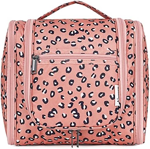 Narwey Large Blue Leaf Hanging Toiletry Bag for Women Travel and Men Cosmetics Organizers