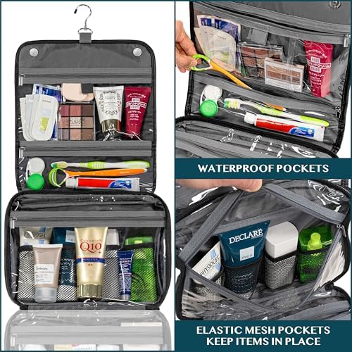 PAVILIA Water Resistant Makeup Bag Toiletries Women Men Travel Bag PAVILIA Foldable Cosmetic Organizer Travel Bag Large