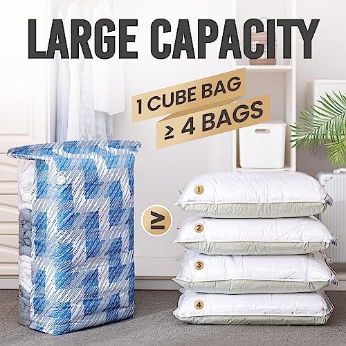 TAILI Jumbo Cube Vacuum Storage Bags 4 Pack, Extra Large (31x40x15 Inch) for Clothing and Bedding, Space Saving Closet O