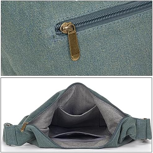 Coton Pose Women's Hippie Crossbody Bag - Top Zip Large Capacity Canvas Sling Bag - Handmade Jacquard Cloth