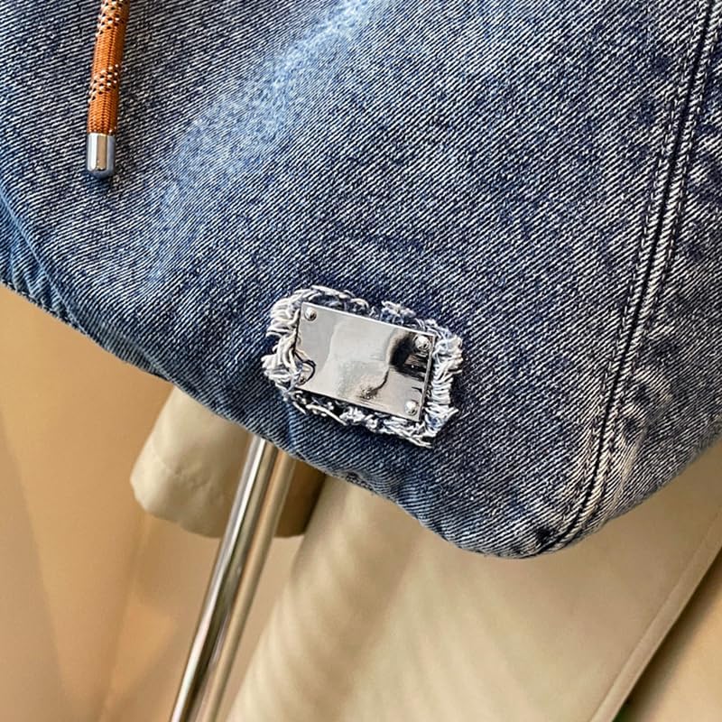 Women Casual Denim Shoulder Handbag with Large Capacity for Every Day Use | LIZHAOCAI Women's Casual Denim Tote Bag wit