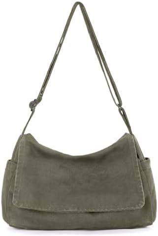 SUKUTU Canvas Messenger Bag for Women and Men Casual Crossbody Shoulder Bag Unisex Travel Work Hobo Bag SUKUTU Canvas