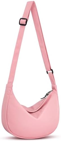 Trendy Crossbody Sling Bag for Women Men: Crescent Bag with Adjustable Strap, 2 Zippers, Lightweight