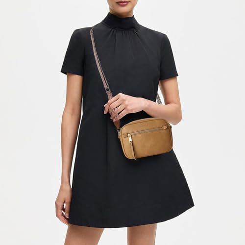 MUHUASHI Small Crossbody Bag for Women with Triple Pockets and Vegan Leather Shoulder Camera Purse Featuring Long Guitar