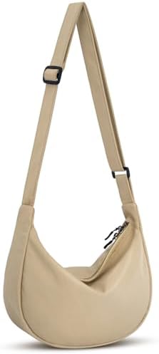 Trendy Crossbody Sling Bag for Women Men: Crescent Bag with Adjustable Strap, 2 Zippers, Lightweight