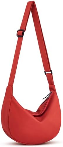 Trendy Crossbody Sling Bag for Women Men: Crescent Bag with Adjustable Strap, 2 Zippers, Lightweight