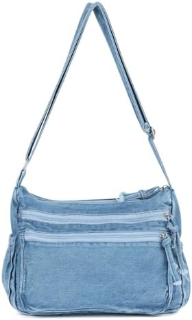 SUKUTU Lightweight Casual Retro Denim Shoulder Bag for Women | SUKUTU Canvas Messenger Bag - Casual Retro Denim Shoulde
