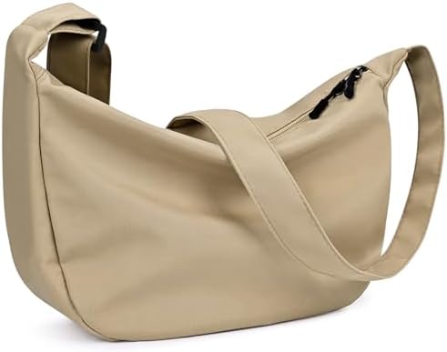 Trendy Crossbody Sling Bag for Women Men: Crescent Bag with Adjustable Strap, 2 Zippers, Lightweight