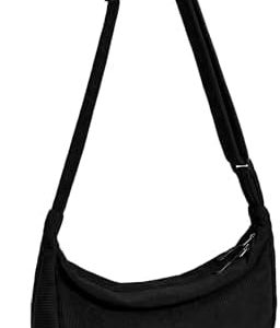 Trendy Crossbody Sling Bag for Women Men: Crescent Bag with Adjustable Strap, 2 Zippers, Lightweight