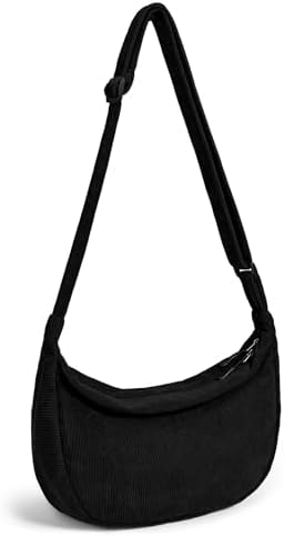 Trendy Crossbody Sling Bag for Women Men: Crescent Bag with Adjustable Strap, 2 Zippers, Lightweight
