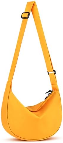 Trendy Crossbody Sling Bag for Women Men: Crescent Bag with Adjustable Strap, 2 Zippers, Lightweight