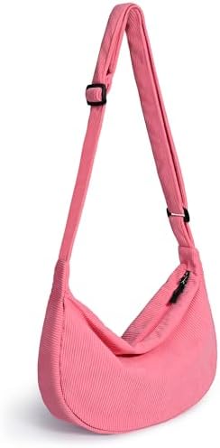 Trendy Crossbody Sling Bag for Women Men: Crescent Bag with Adjustable Strap, 2 Zippers, Lightweight