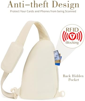 Ecosmile Women Nylon Crossbody Bag Anti-theft RFID Blocking Pocket Adjustable Shoulder Strap