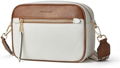 MUHUASHI Small Crossbody Bag for Women with Triple Pockets and Vegan Leather Shoulder Camera Purse Featuring Long Guitar