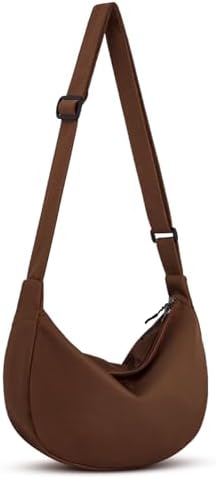Trendy Crossbody Sling Bag for Women Men: Crescent Bag with Adjustable Strap, 2 Zippers, Lightweight
