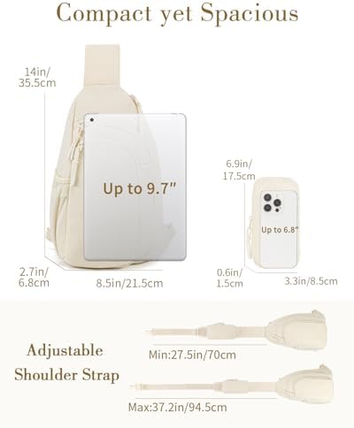 Ecosmile Women Nylon Crossbody Bag Anti-theft RFID Blocking Pocket Adjustable Shoulder Strap