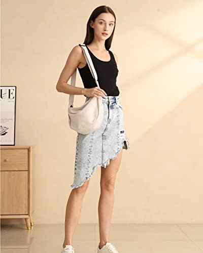 Trendy Crossbody Sling Bag for Women Men: Crescent Bag with Adjustable Strap, 2 Zippers, Lightweight