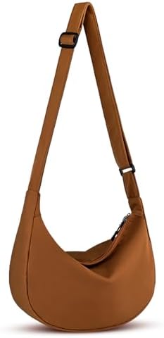 Trendy Crossbody Sling Bag for Women Men: Crescent Bag with Adjustable Strap, 2 Zippers, Lightweight