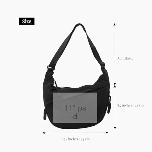 MadGrandeur Nylon Crossbody Bags for Women, Lightweight and Stylish Over Shoulder Purse | Trendy Medium Crescent Bag by