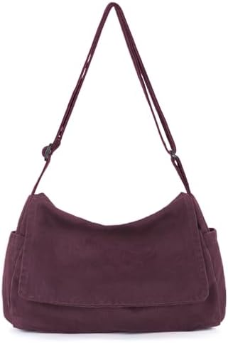 SUKUTU Canvas Messenger Bag for Women and Men Casual Crossbody Shoulder Bag Unisex Travel Work Hobo Bag SUKUTU Canvas