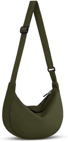 Trendy Crossbody Sling Bag for Women Men: Crescent Bag with Adjustable Strap, 2 Zippers, Lightweight