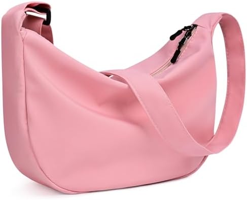 Trendy Crossbody Sling Bag for Women Men: Crescent Bag with Adjustable Strap, 2 Zippers, Lightweight