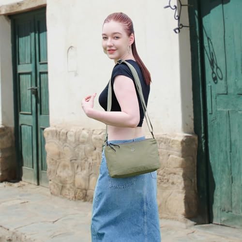 Eslcorri Women Small Shoulder Bag Nylon Simple Zipper Purse Lightweight Casual Mini Bag Eslcorri Women Casual Small Cros